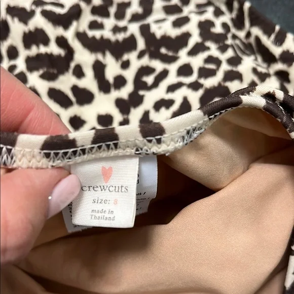 J. Crew crewcuts brown and tan Leopard Print One Piece Swimsuit size 8